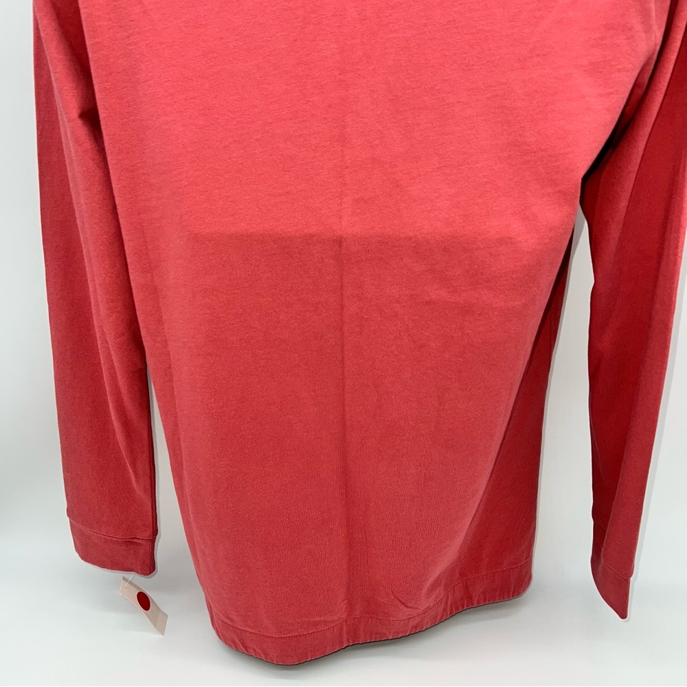 Talbots Red Long Sleeve Open V-Neck Jersey Knit Popover Henley Top Salmon-Size P - Picture 6 of 9